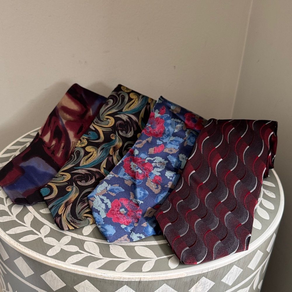 Set of Four Patterned Silk Ties